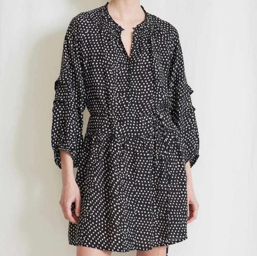 Apiece Apart Black and White Polka Dot Mini Dress